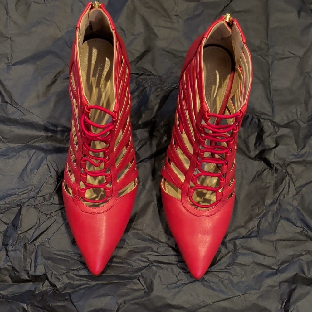 Michael Kors Red Strappy Heels - Picture 2 of 8